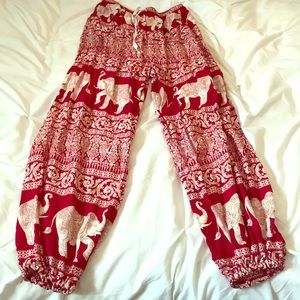 Red elephant pants. Size M.